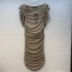 SuperTrash Dress Women's M Grey Mist (Brown) Dancy Rouched Sides NWT